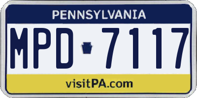 PA license plate MPD7117