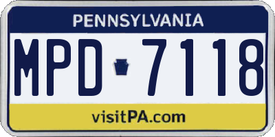 PA license plate MPD7118