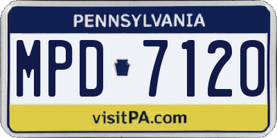PA license plate MPD7120