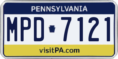PA license plate MPD7121