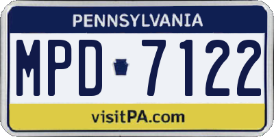 PA license plate MPD7122