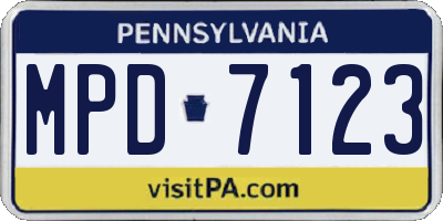 PA license plate MPD7123