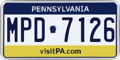 PA license plate MPD7126