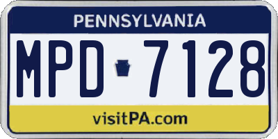 PA license plate MPD7128