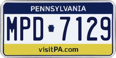 PA license plate MPD7129