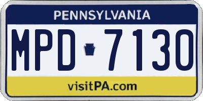 PA license plate MPD7130