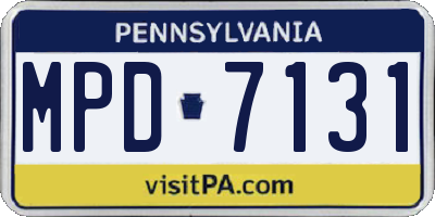 PA license plate MPD7131