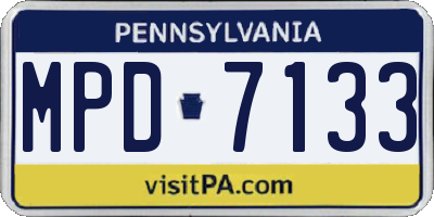 PA license plate MPD7133