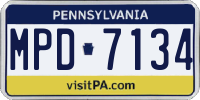 PA license plate MPD7134