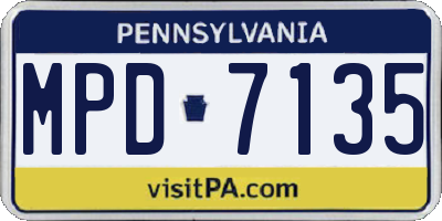 PA license plate MPD7135