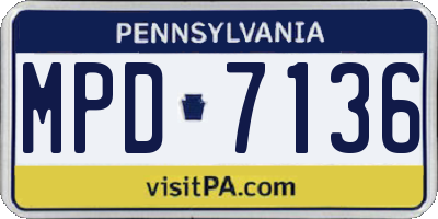 PA license plate MPD7136