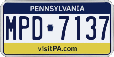 PA license plate MPD7137