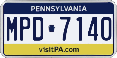 PA license plate MPD7140