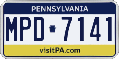 PA license plate MPD7141