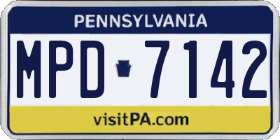 PA license plate MPD7142