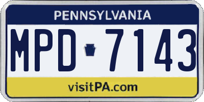 PA license plate MPD7143