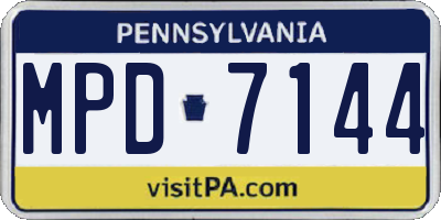 PA license plate MPD7144