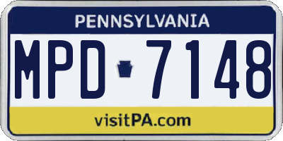 PA license plate MPD7148