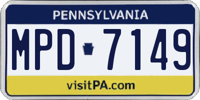 PA license plate MPD7149