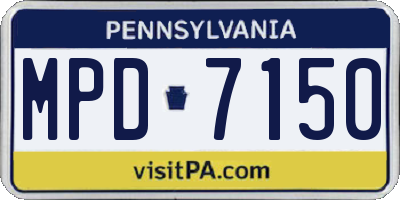PA license plate MPD7150
