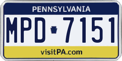 PA license plate MPD7151