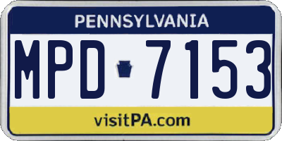 PA license plate MPD7153