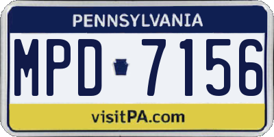 PA license plate MPD7156