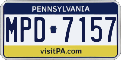PA license plate MPD7157