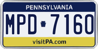 PA license plate MPD7160