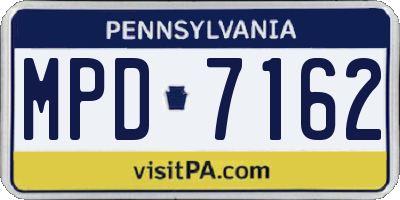 PA license plate MPD7162