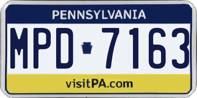 PA license plate MPD7163