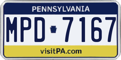 PA license plate MPD7167