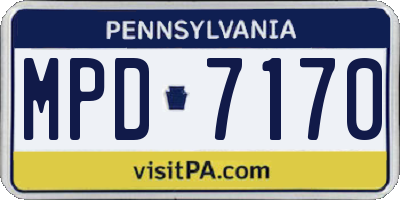 PA license plate MPD7170