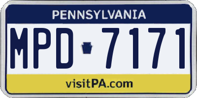 PA license plate MPD7171