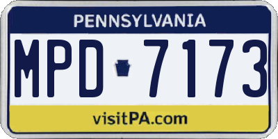 PA license plate MPD7173