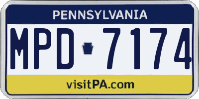 PA license plate MPD7174