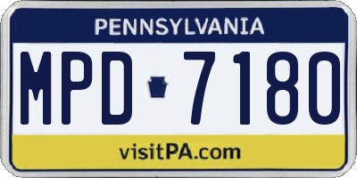 PA license plate MPD7180