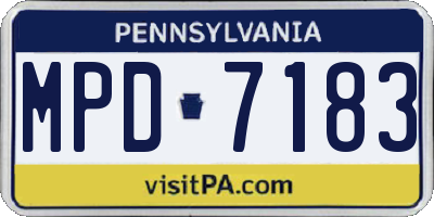 PA license plate MPD7183