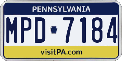 PA license plate MPD7184