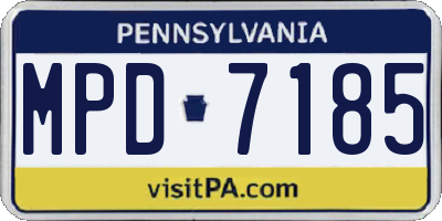 PA license plate MPD7185