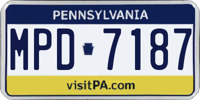 PA license plate MPD7187