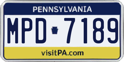 PA license plate MPD7189