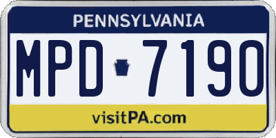 PA license plate MPD7190