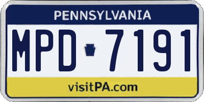 PA license plate MPD7191