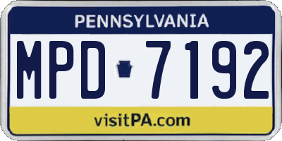 PA license plate MPD7192