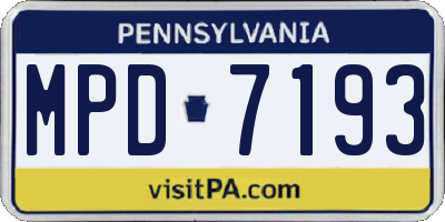 PA license plate MPD7193