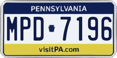 PA license plate MPD7196
