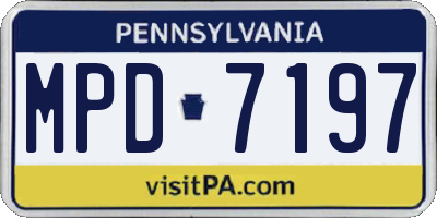PA license plate MPD7197