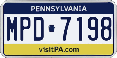 PA license plate MPD7198