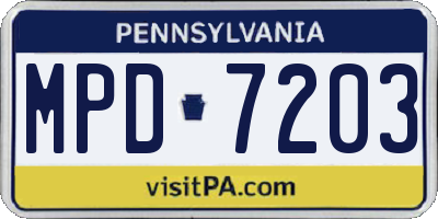 PA license plate MPD7203